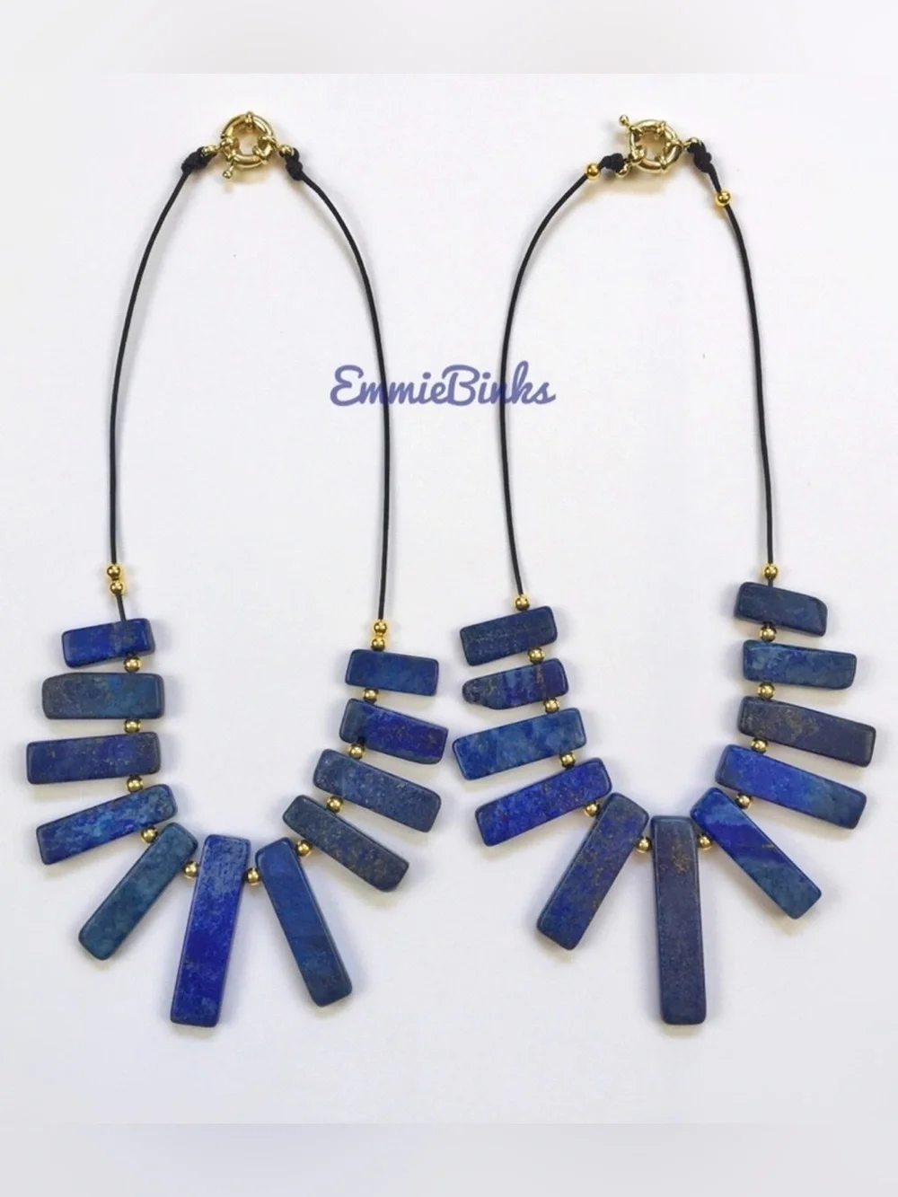 New Genuine Lapis Lazuli & Sodalite Gemstone Statement Collar Choker Necklace